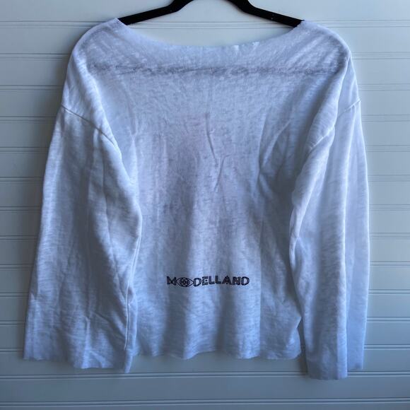 Tyra Banks ModelLand S White Yo Booty Standards Graphic Cutoff Cozy Knit Sweater - Picture 5 of 6